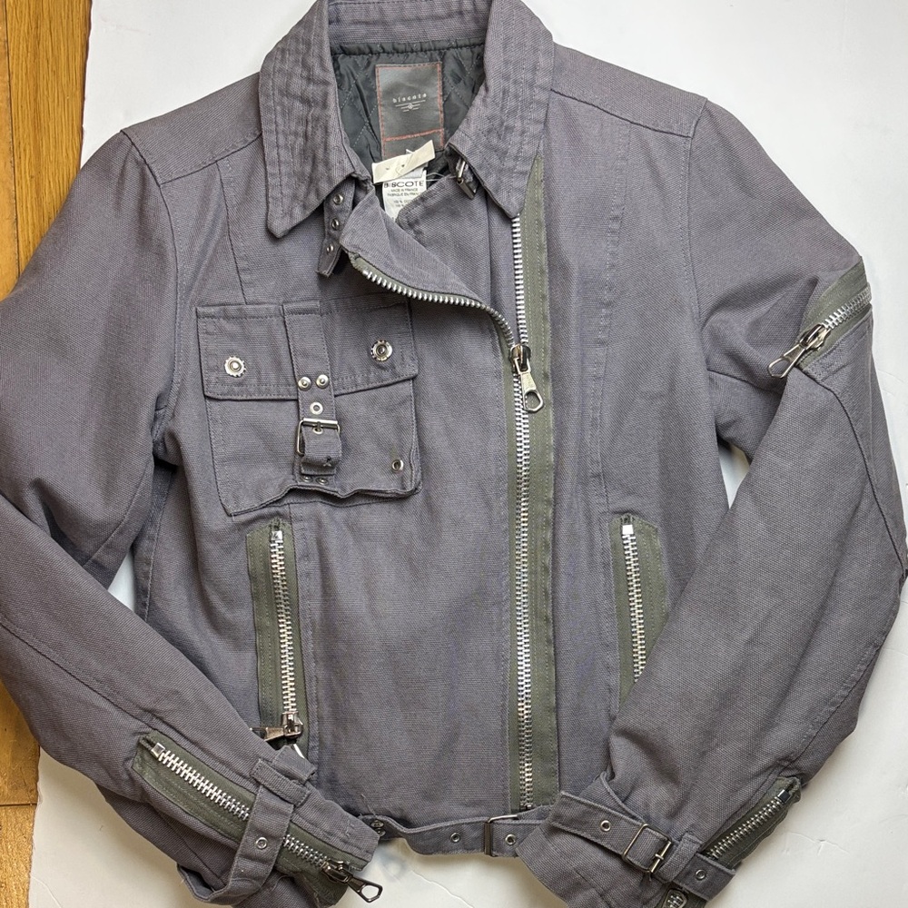 Biscote France‎ vintage Y2K moto jacket sz S